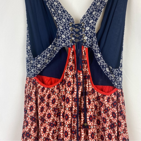 Lulus La Vie En Roses Navy Blue and Red Floral Print Dress - Picture 4 of 9